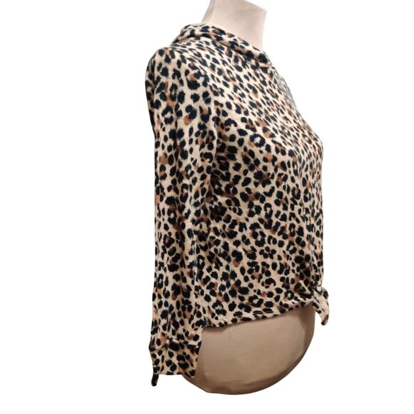 Old Navy Kids XL 14 16 Leopard Print Long Sleeve Hooded Tie Front Knit Top Cute - Picture 10 of 10